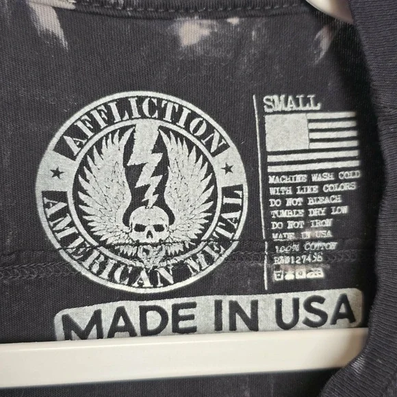 Affliction Live Fast American Metal Eagle Lace-Up Tank Top Black Small USA - Picture 5 of 6